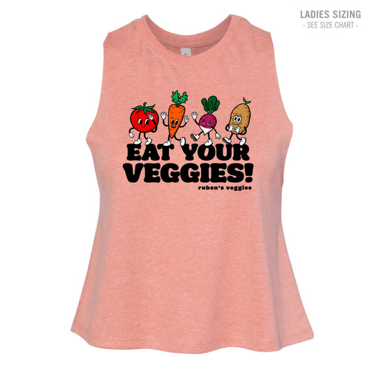 Ruben's Veggies Cartoony Ladies Cropped Racerback Tank (RVT009-6682)