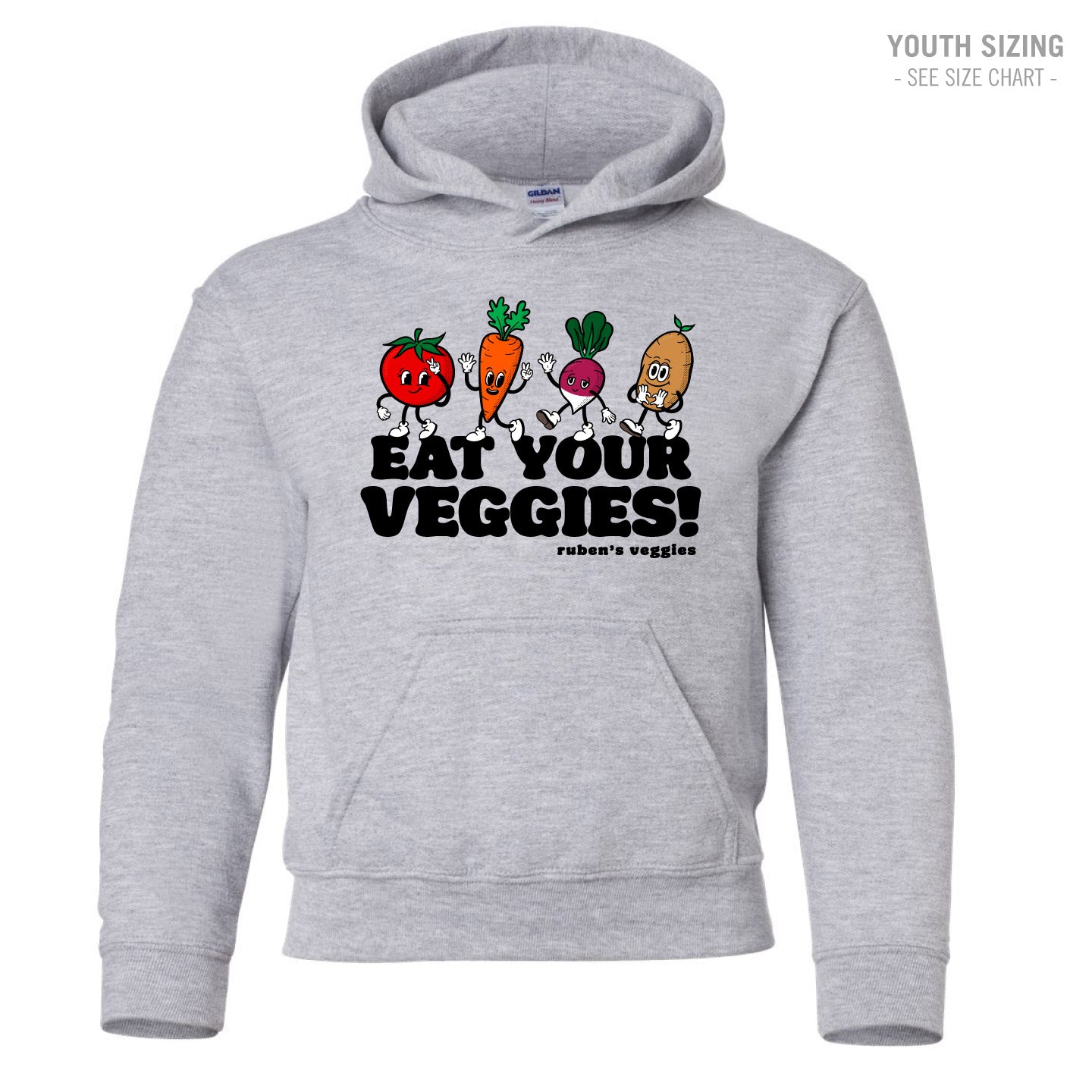 Ruben's Veggies Cartoony YOUTH Pullover Hoodie (RVT010-Y2500)