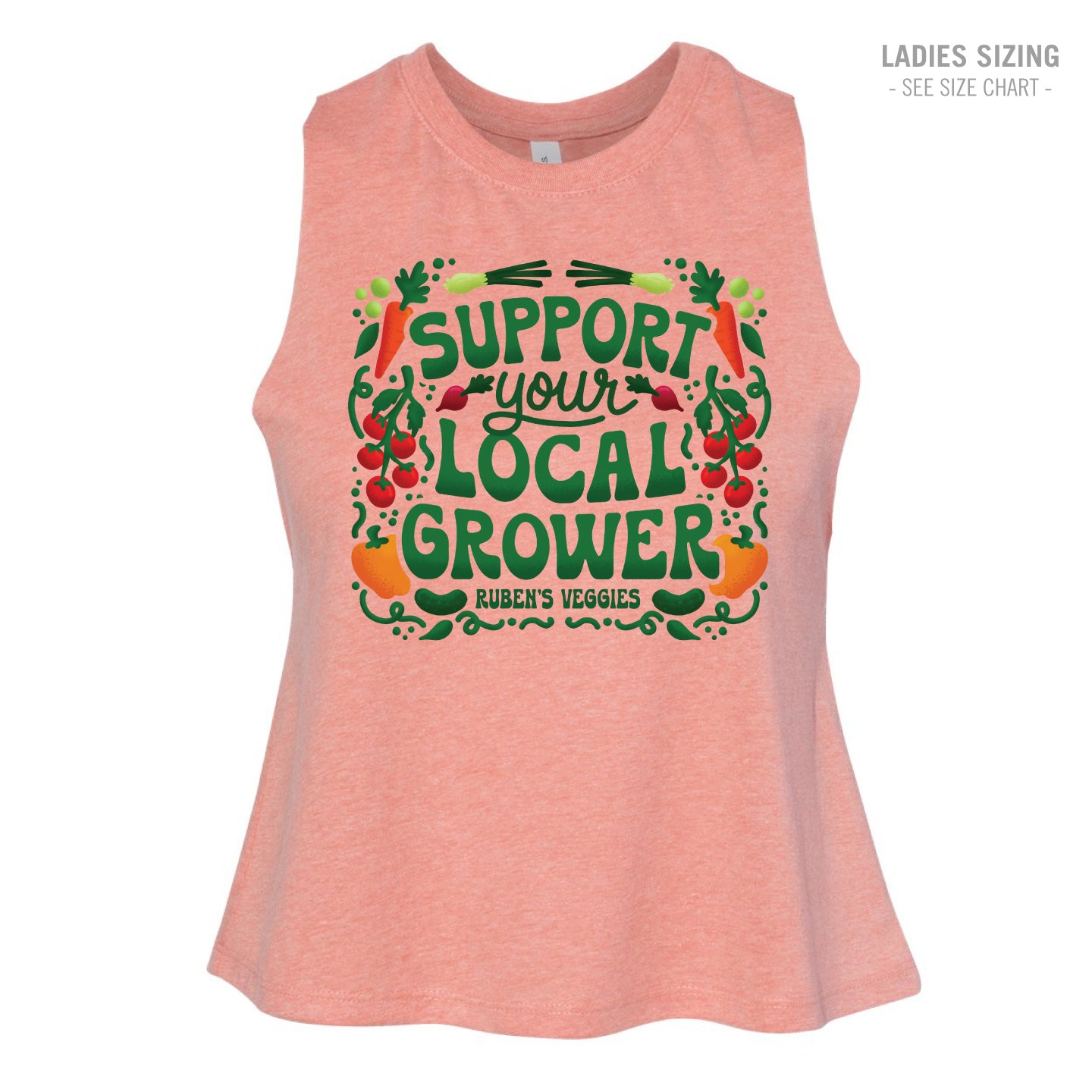 Ruben's Veggies Local Grower Ladies Cropped Racerback Tank (RVT005-6682)