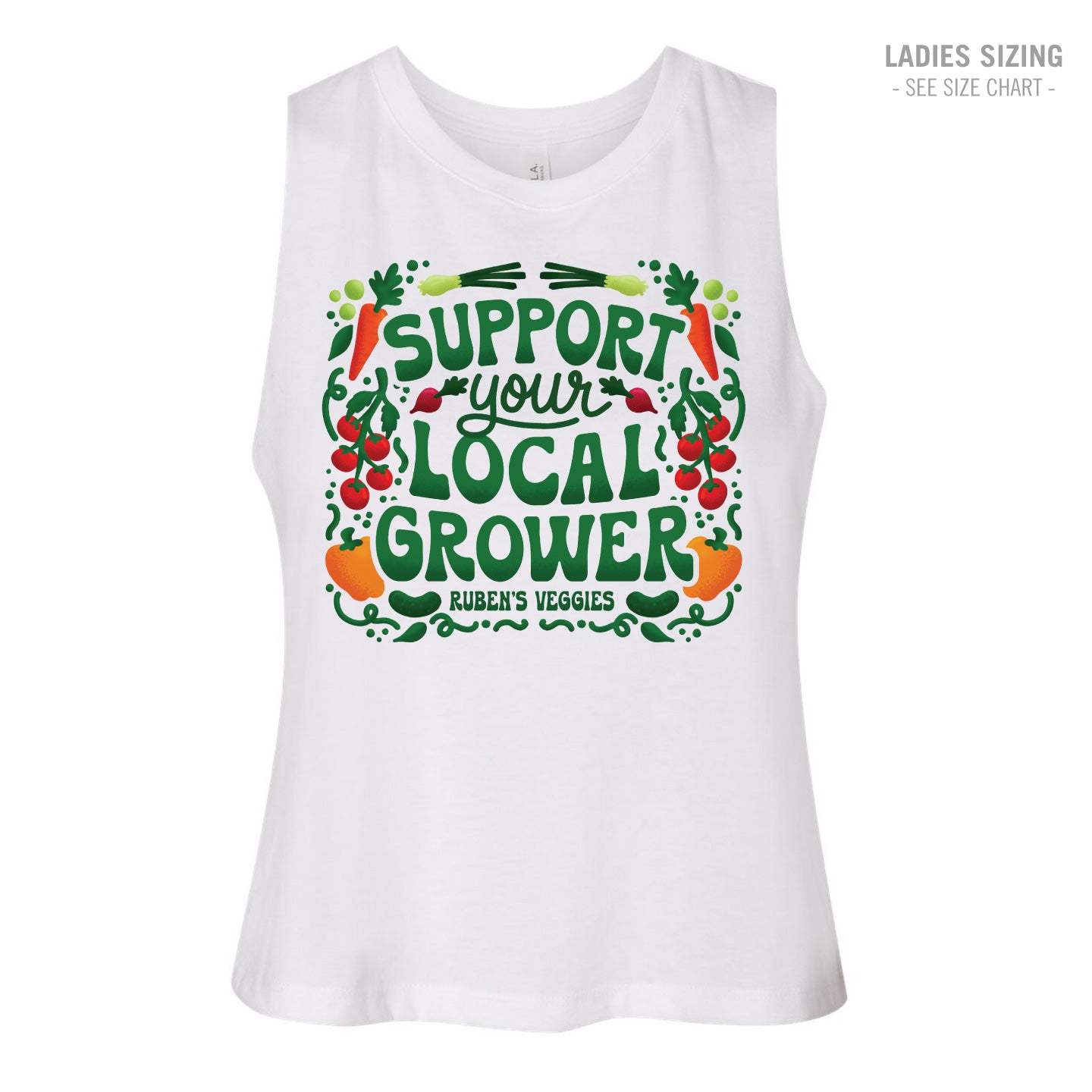 Ruben's Veggies Local Grower Ladies Cropped Racerback Tank (RVT005-6682)