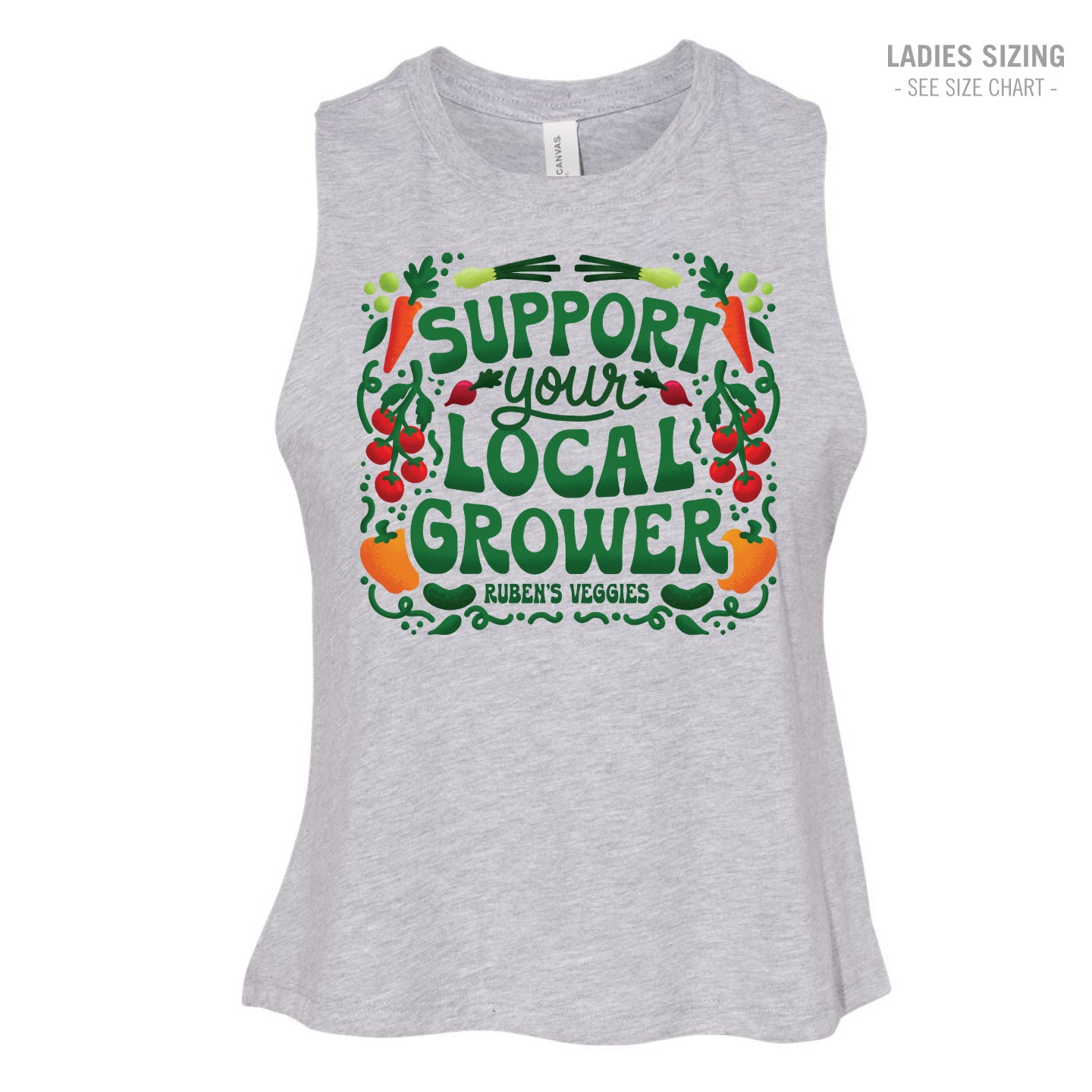 Ruben's Veggies Local Grower Ladies Cropped Racerback Tank (RVT005-6682)