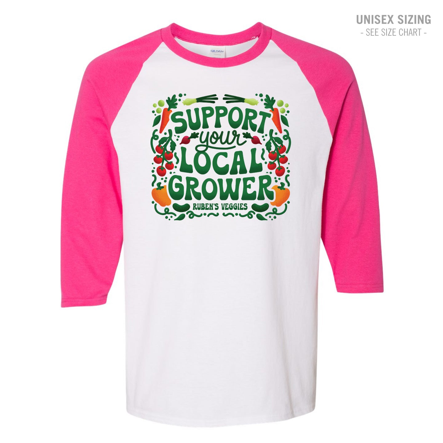 Ruben's Veggies Local Grower Unisex Baseball Tee (RVT005-5700)