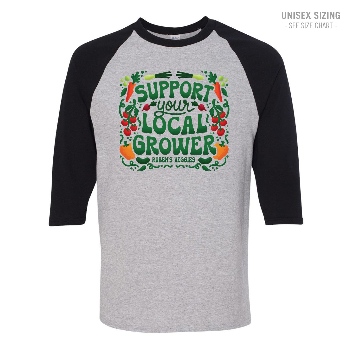 Ruben's Veggies Local Grower Unisex Baseball Tee (RVT005-5700)