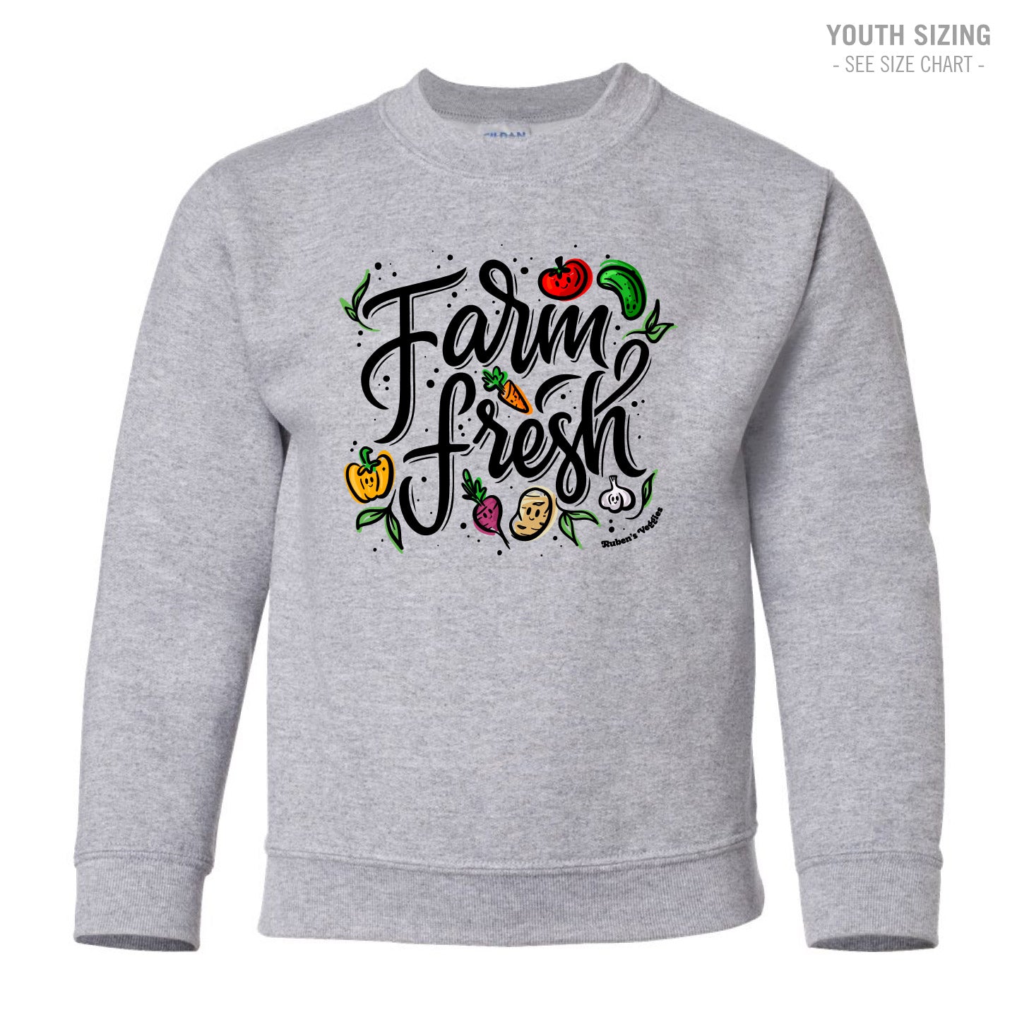 Ruben's Veggies Farm Fresh YOUTH Crewneck Sweatshirt (RVT007-18000B)