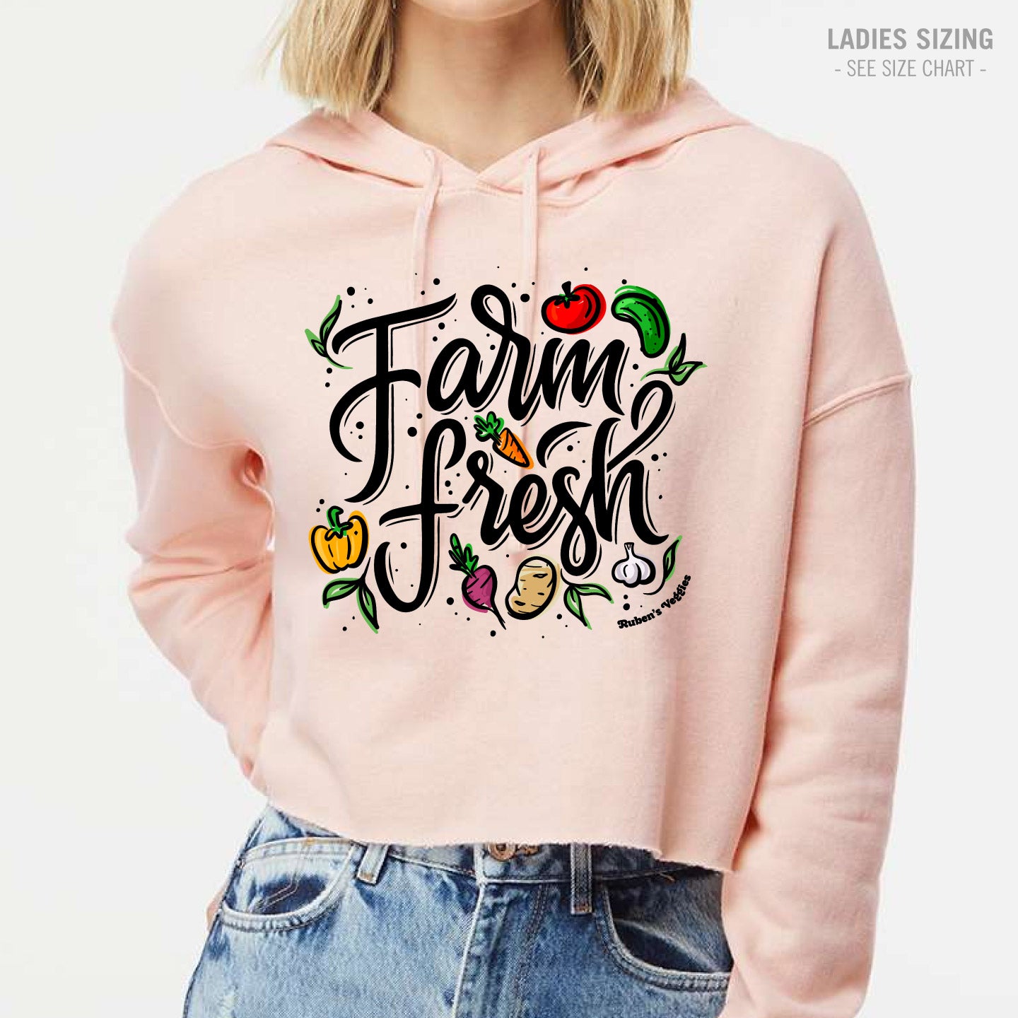 Ruben's Veggies Farm Fresh Ladies Cropped Hoodie (RVT014-AFX64CRP)