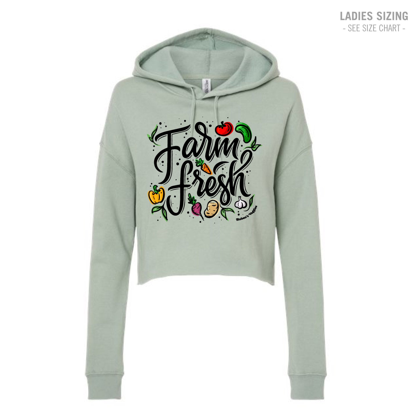 Ruben's Veggies Farm Fresh Ladies Cropped Hoodie (RVT014-AFX64CRP)