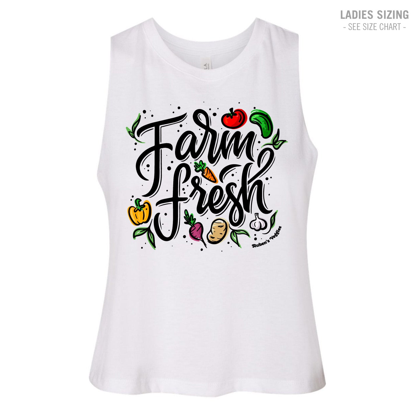 Ruben's Veggies Farm Fresh Ladies Cropped Racerback Tank (RVT014-6682)