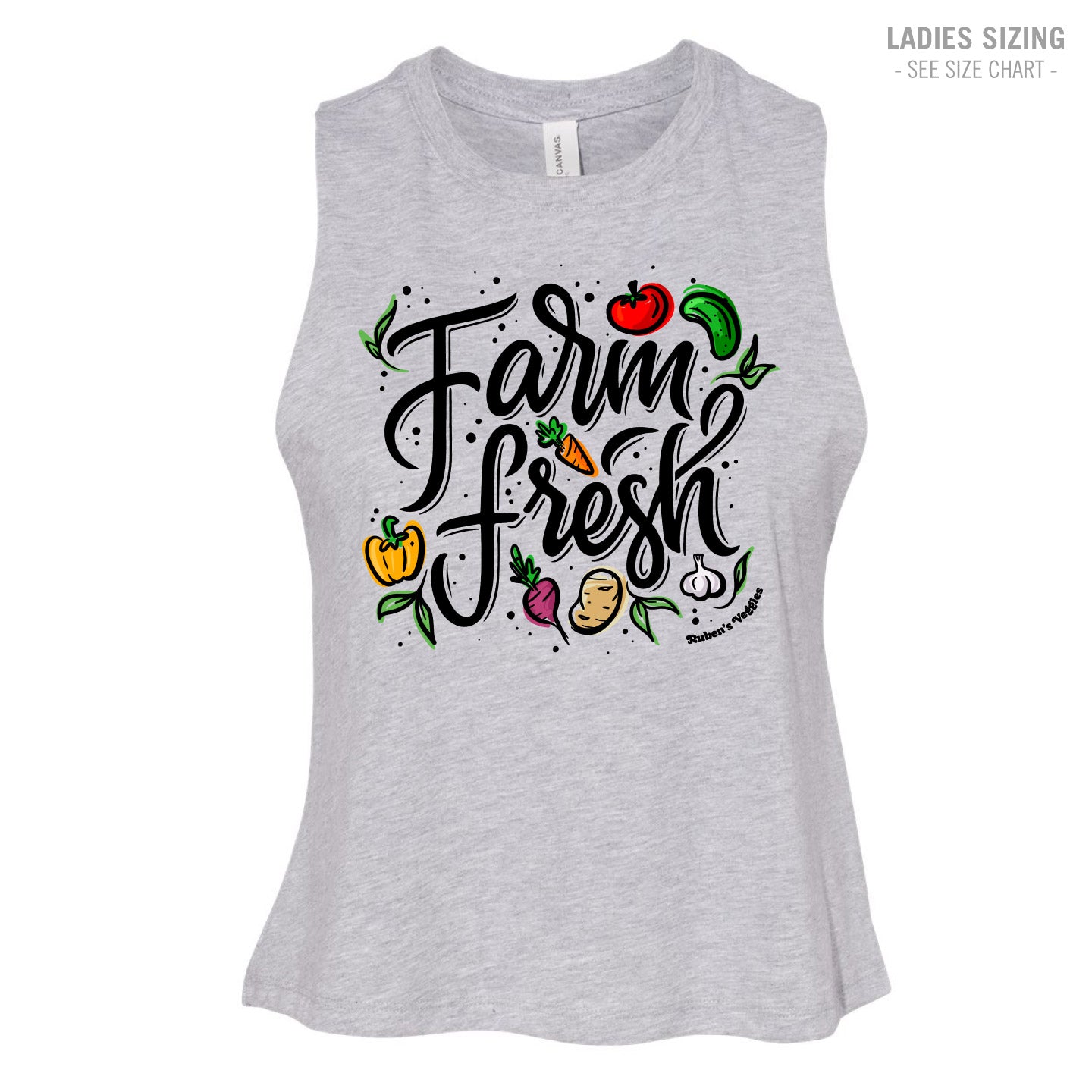 Ruben's Veggies Farm Fresh Ladies Cropped Racerback Tank (RVT014-6682)