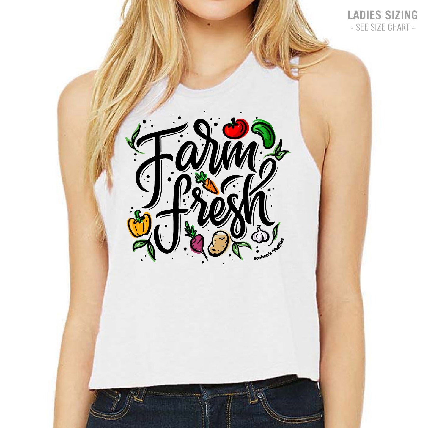 Ruben's Veggies Farm Fresh Ladies Cropped Racerback Tank (RVT014-6682)