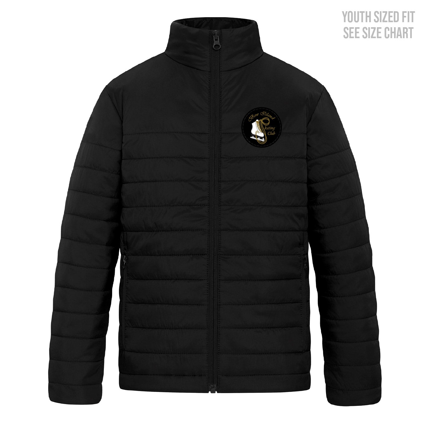 Bow Island Skating Club YOUTH Lightweight Patched Puffer Jacket (BISP001-CH7690Y)
