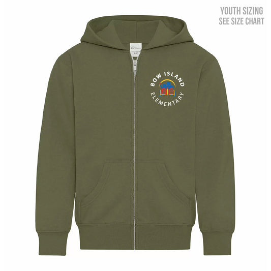Bow Island Elementary YOUTH Zip Up Hoodie (BOWT003-Y2600)
