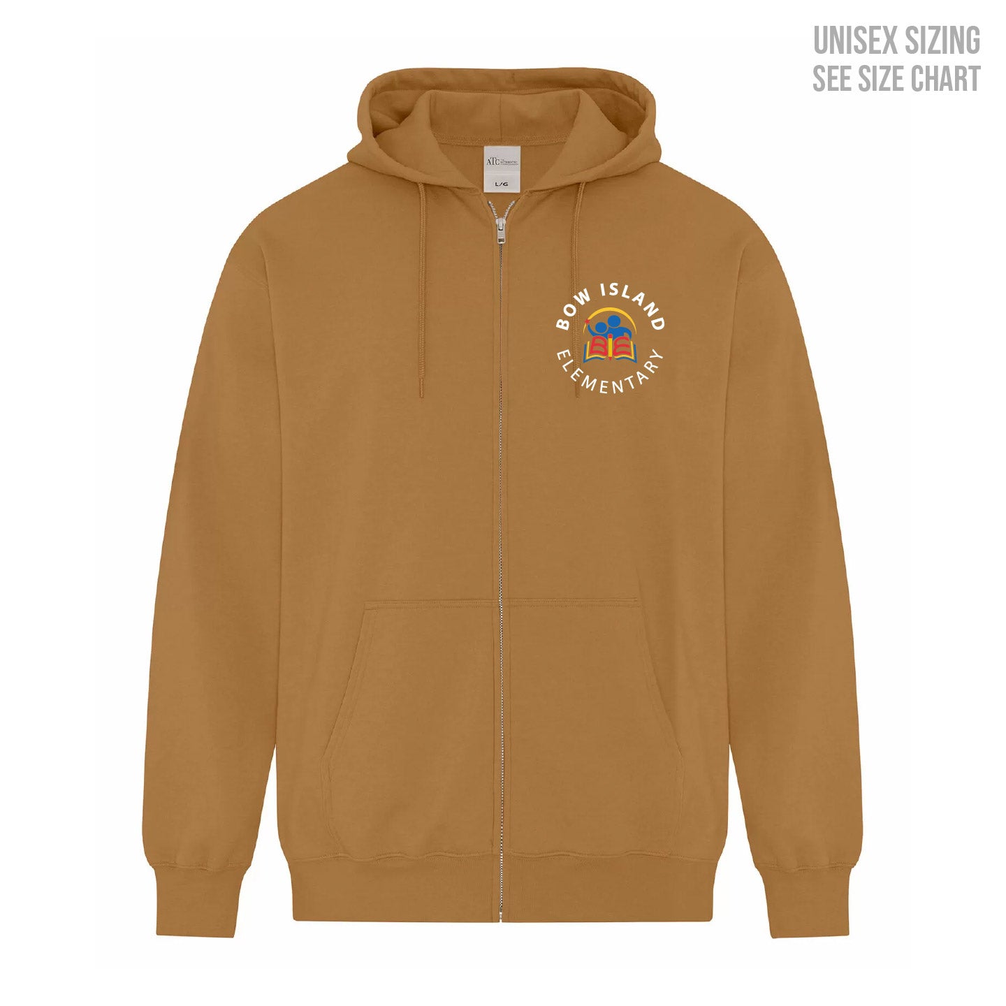 Bow Island Elementary ADULT Zip-Up Hoodie (BOWT003-ATCF2600)