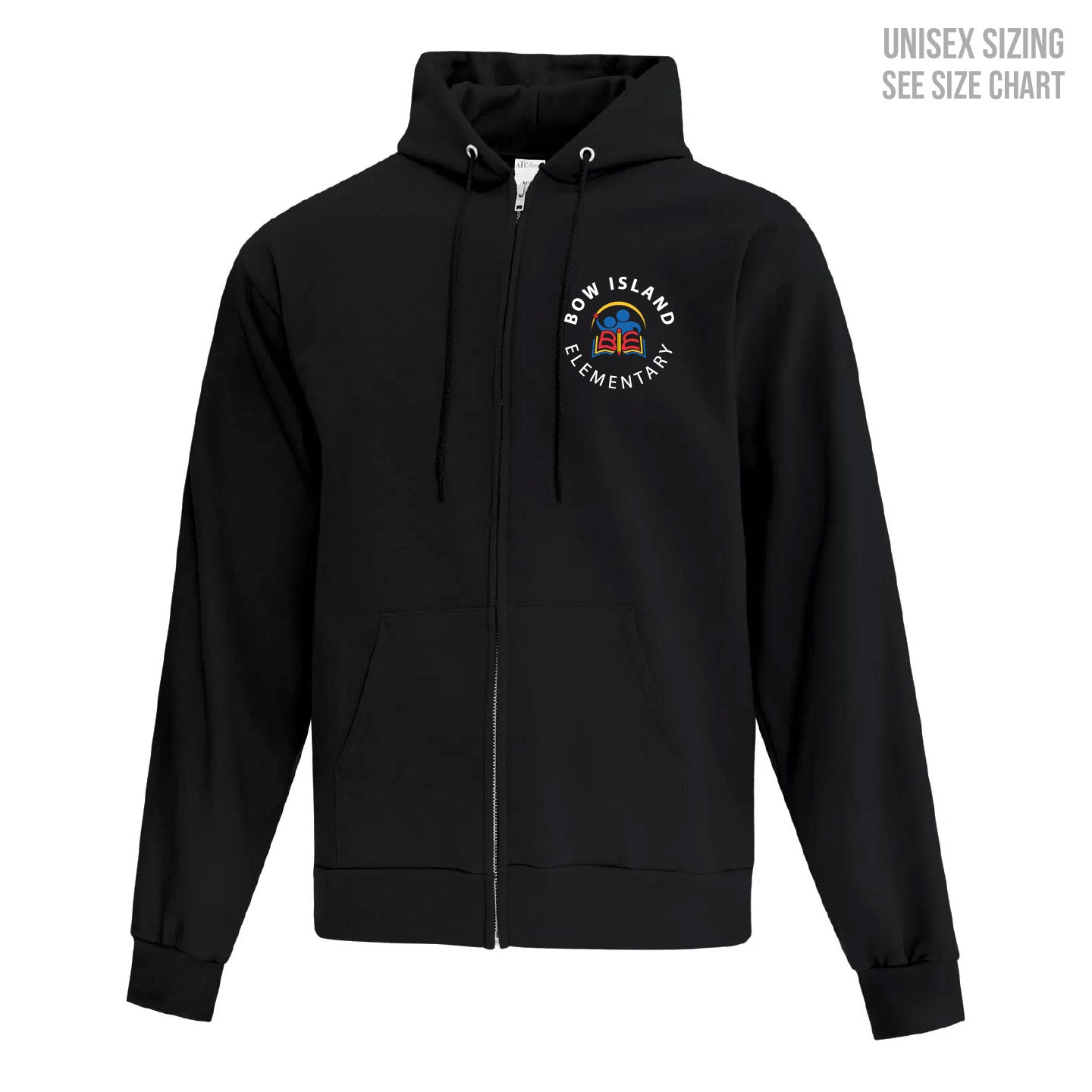 Bow Island Elementary ADULT Zip-Up Hoodie (BOWT003-ATCF2600)