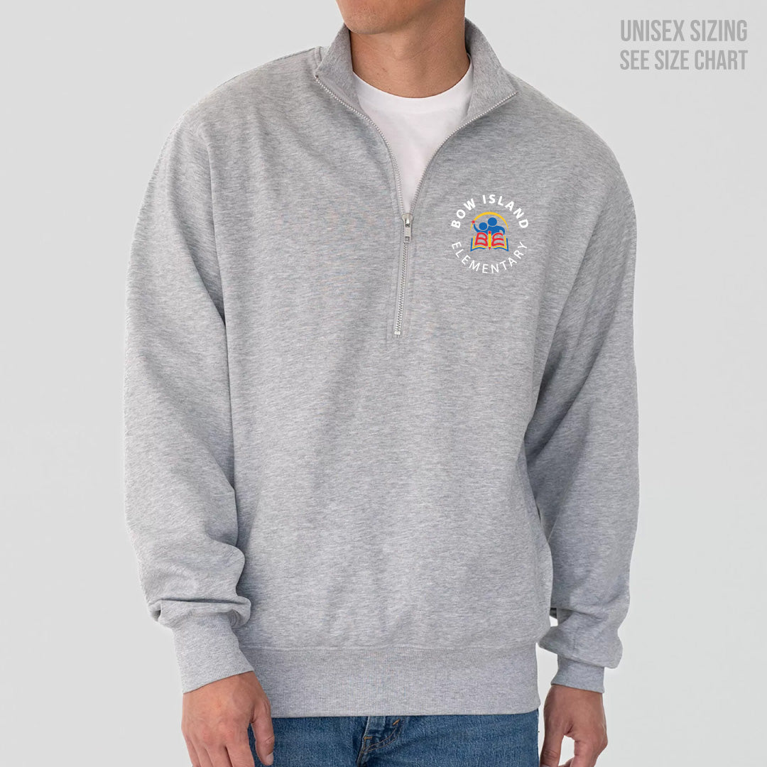 Bow Island Elementary ADULT 1/2 Zip Sweatshirt w/pockets (BOWT003-KOI2270)