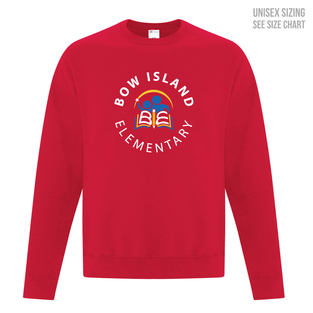 Bow Island Elementary ADULT Red Crewneck Sweatshirt (BOWT005-F2400)