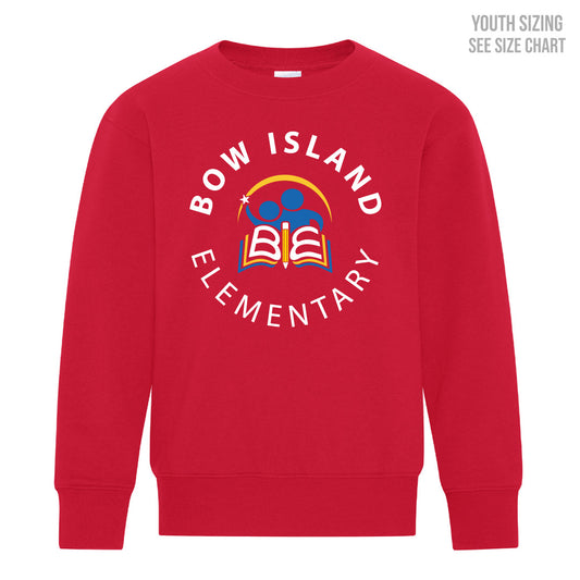 Bow Island Elementary YOUTH Red Crewneck Sweatshirt (BOWT005-Y2400)