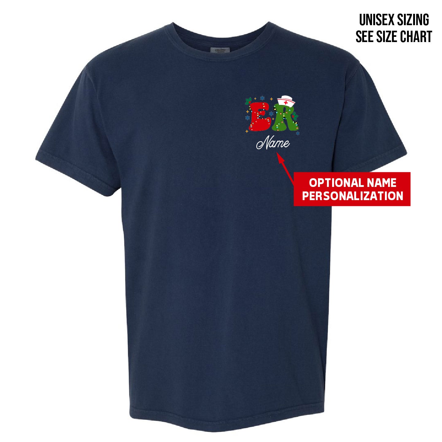 ER Two Print Christmas Retro Dyed Unisex Ringspun T-Shirt (ERNT003/004-1717)