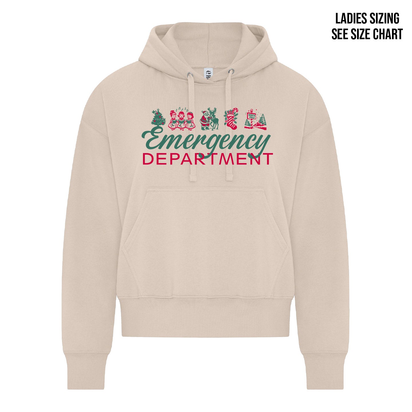 ER Retro Christmas LADIES Cropped Hoodie (ERNT002-KOI2250L)