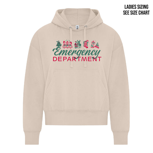 ER Retro Christmas LADIES Cropped Hoodie (ERNT002-KOI2250L)