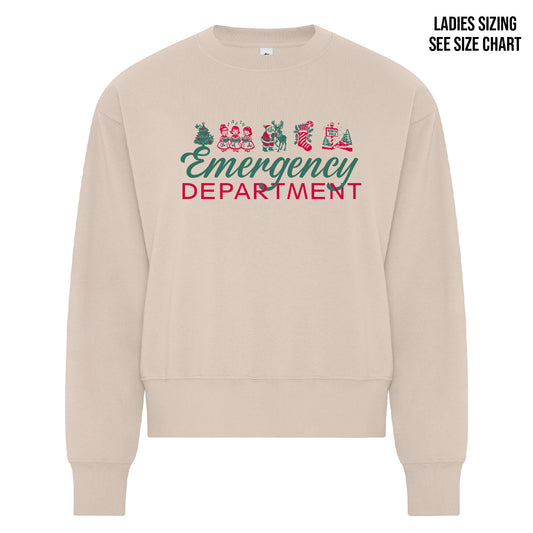 ER Retro Christmas LADIES Cropped Sweatshirt (ERNT002-KOI2240L)