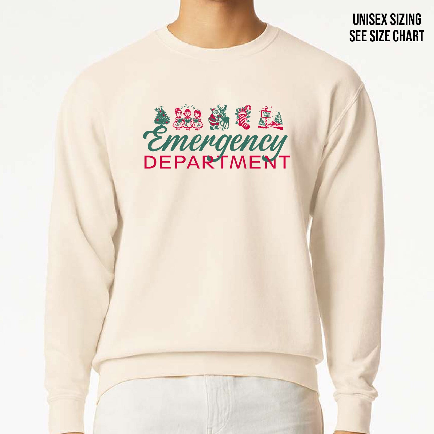 ER Retro Christmas UNISEX Pigment Dyed Retro Crewneck (ERNT002-1466)