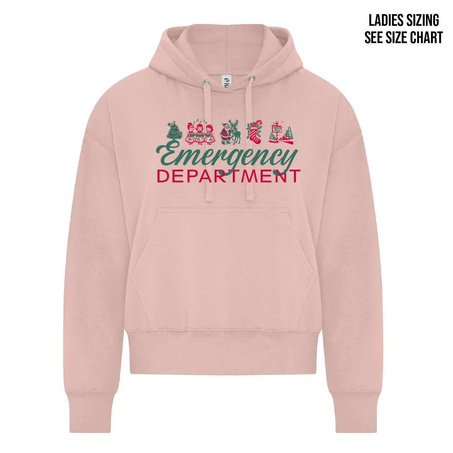 ER Retro Christmas LADIES Cropped Hoodie (ERNT002-KOI2250L)