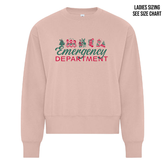 ER Retro Christmas LADIES Cropped Sweatshirt (ERNT002-KOI2240L)