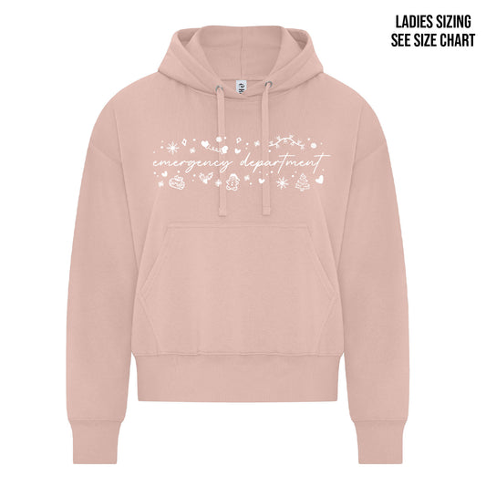 ER White Christmas LADIES Cropped Hoodie (ERNT001-KOI2250L)