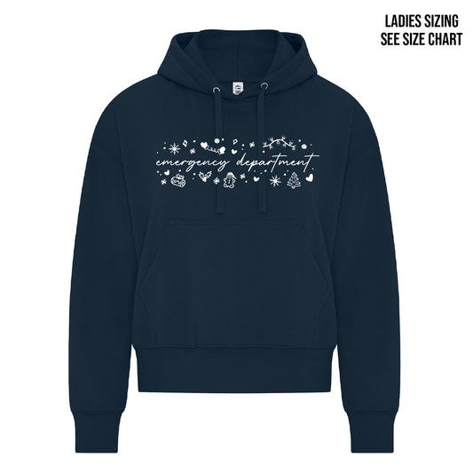 ER White Christmas LADIES Cropped Hoodie (ERNT001-KOI2250L)