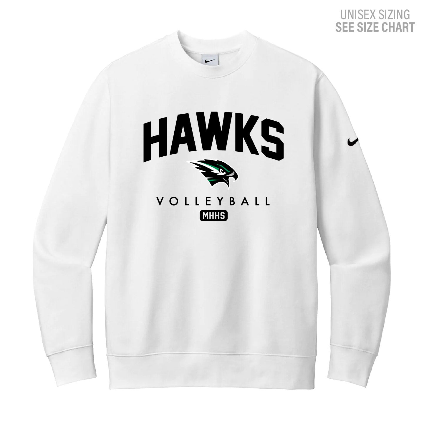 MHHS Volleyball Nike Unisex White Crewneck Sweatshirt (MHVB25T002-NKFD9863)
