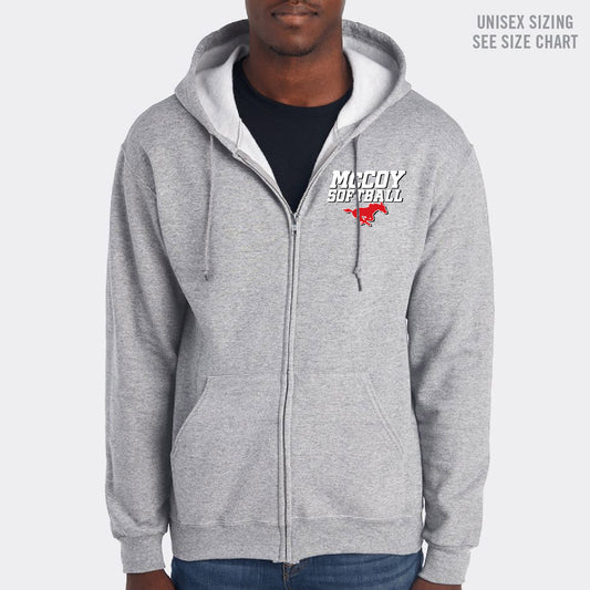 McCoy Softball Unisex Zip-Up Hoodie (MCSBT002-F2600)