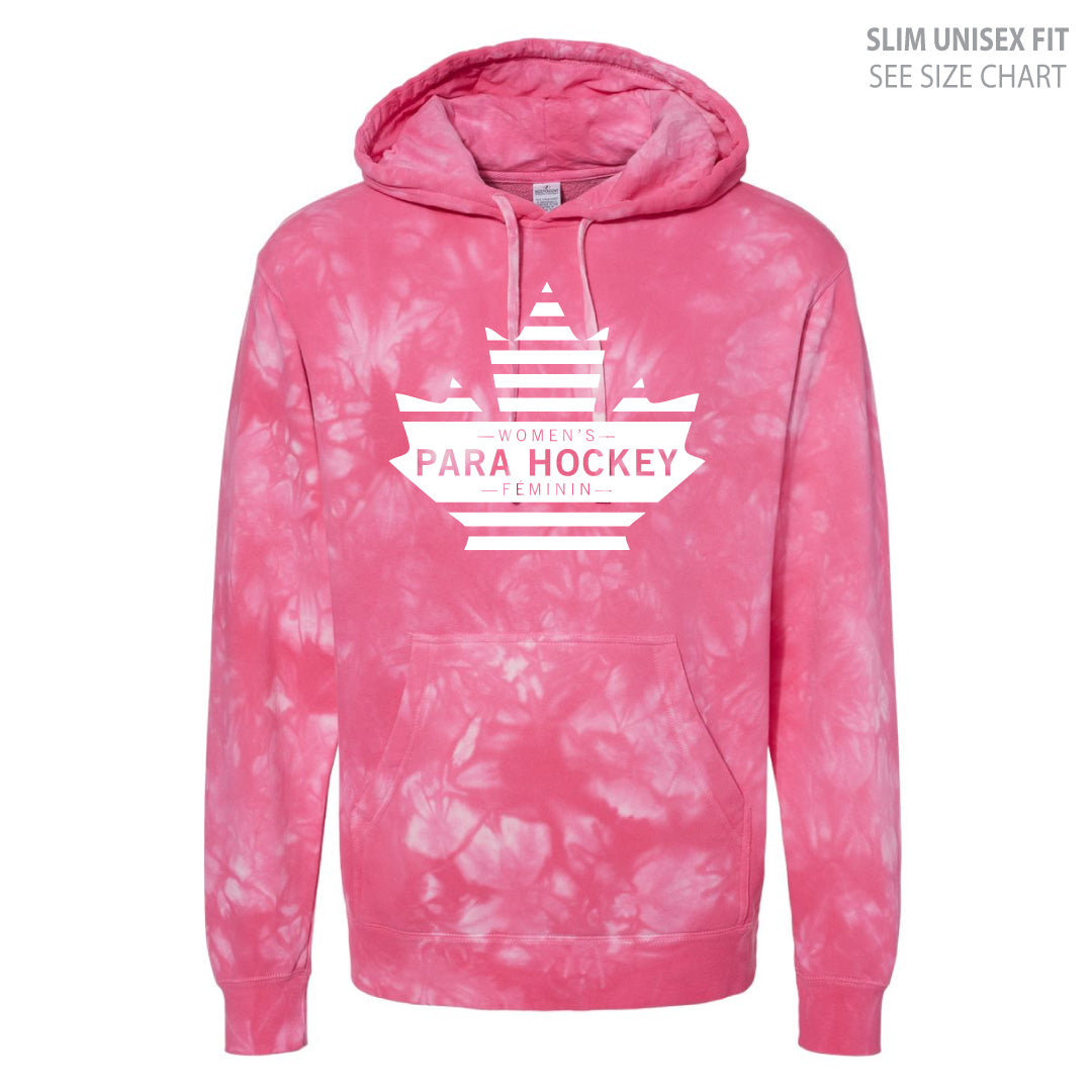 Women's Para Hockey White Leaf UNISEX Tie Dye Hoodie (WPHT009-PRM4500TD)