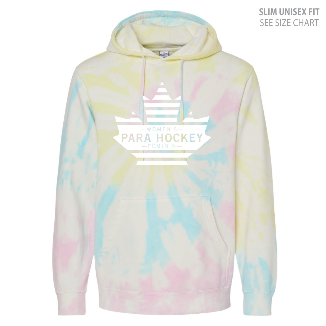 Women's Para Hockey White Leaf UNISEX Tie Dye Hoodie (WPHT009-PRM4500TD)