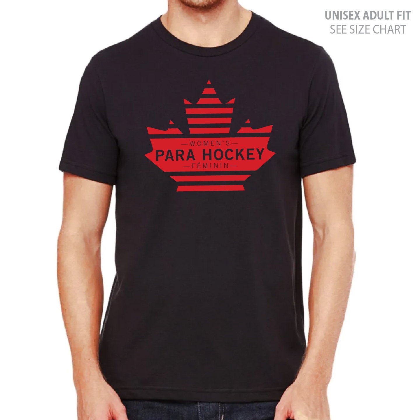 Women's Para Hockey Leaf Design UNISEX Ringspun T-Shirt (WPHT001-3001)