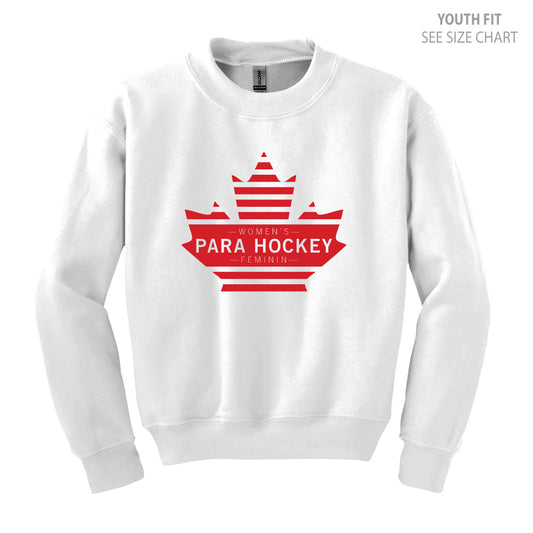 Women's Para Hockey Leaf Design YOUTH Crewneck Sweatshirt (WPHT002-18000B)