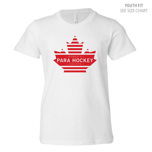 Women's Para Hockey Leaf Design YOUTH Ringspun T-Shirt (WPHT002-3001Y)