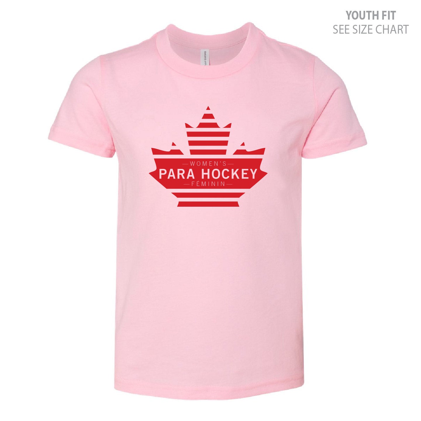 Women's Para Hockey Leaf Design YOUTH Ringspun T-Shirt (WPHT002-3001Y)