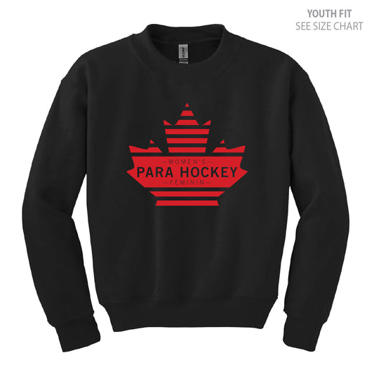 Women's Para Hockey Leaf Design YOUTH Crewneck Sweatshirt (WPHT002-18000B)