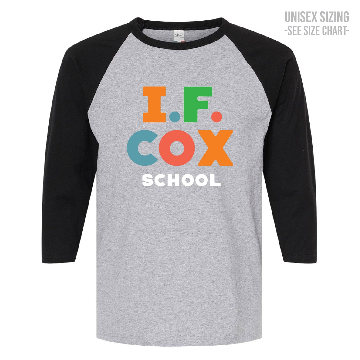 I.F. Cox School Type Design ADULT Baseball T-Shirt (IFCT003-5540)