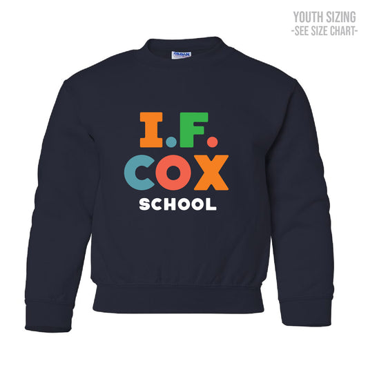 I.F. Cox School Type Design YOUTH Crewneck Sweatshirt (IFCT004-18000B)