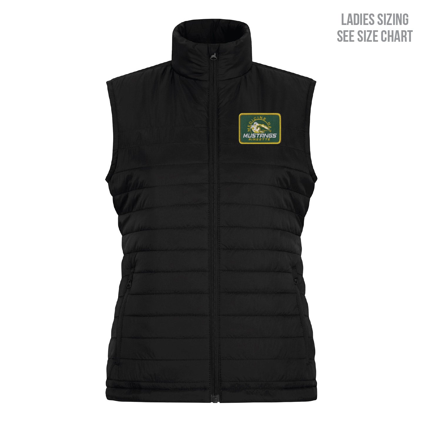 MHRA Mustangs LADIES Lightweight Patched Puffer Vest (MHRAP001-CH7691L)