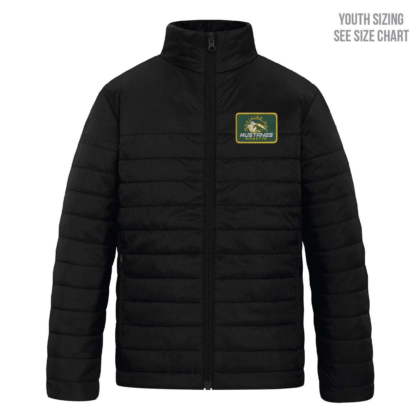 MHRA Mustangs YOUTH Lightweight Patched Puffer Jacket (MHRAP001-CH7690Y)