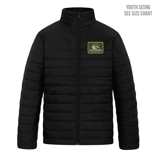 MHRA Mustangs YOUTH Lightweight Patched Puffer Jacket (MHRAP001-CH7690Y)
