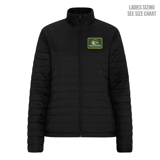 MHRA Mustangs LADIES Lightweight Patched Puffer Jacket (MHRAP001-CH7690L)