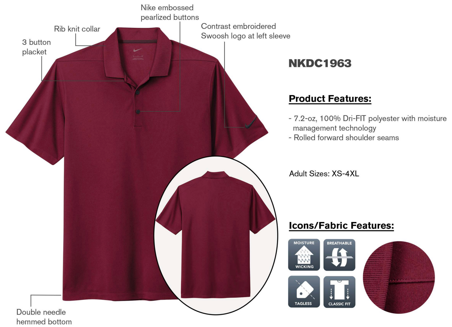 CHHS Vikings Football Unisex Nike Polo Shirt (CHFB26T003-NKDC1963)