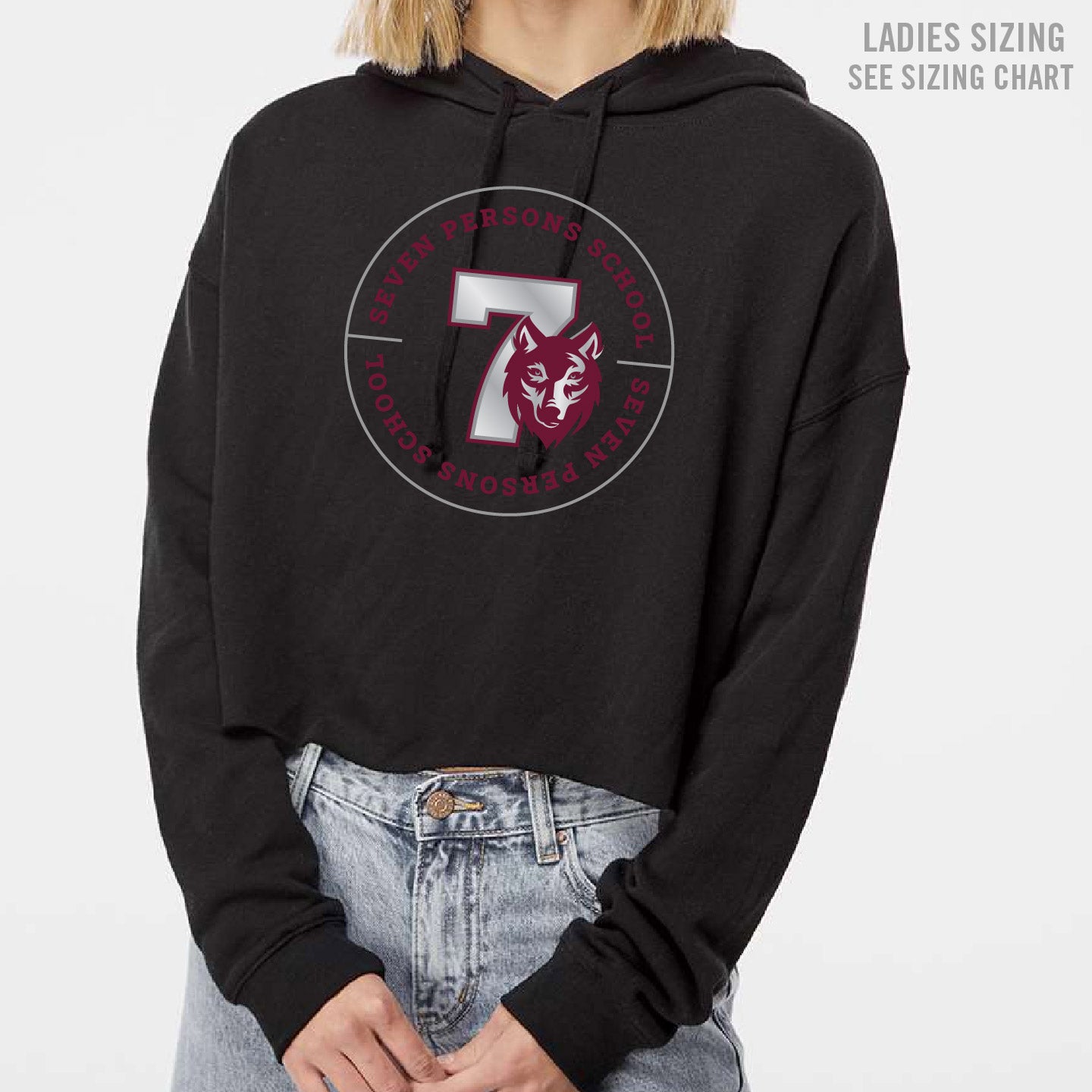 Seven Persons School LADIES Cropped Premium Hoodie (SPST003-AFX64CRP)