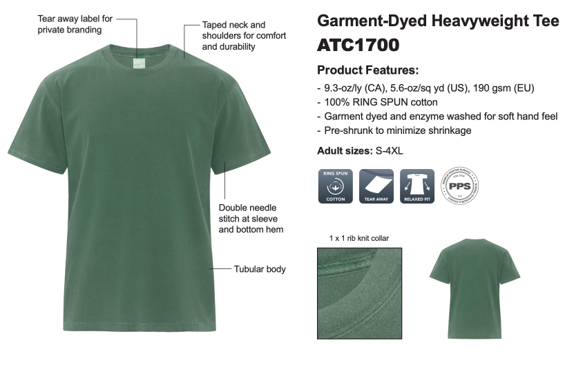 GWS Retro Dyed Unisex Ringspun T-Shirt (GWST001-ATC1700)