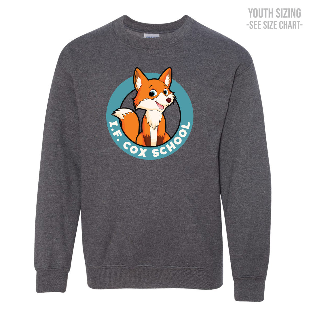 I.F. Cox School Fox Crest YOUTH Crewneck Sweatshirt (IFCT001-18000B)