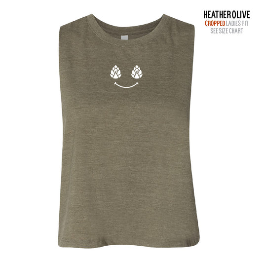HBB Happy Hop Ladies Cropped Racerback Tank (T7-6682)