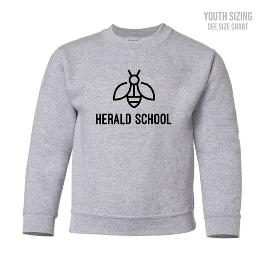 Herald School Bee Logo Youth Crewneck Sweatshirt (T1010-18000B)